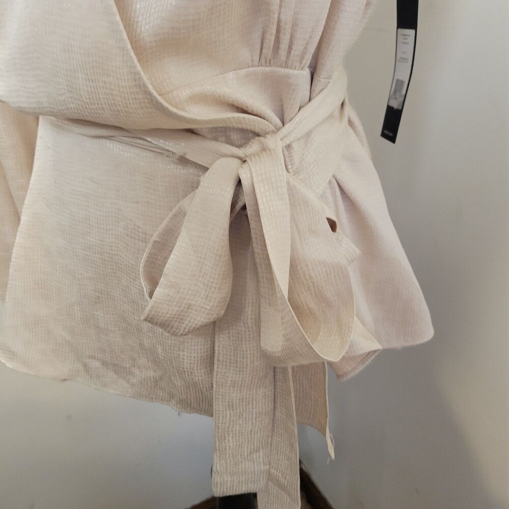 BCBG Max Azria Women’s One-Shoulder Wrap Blouse Beige Size Large NWT - Picture 6 of 10